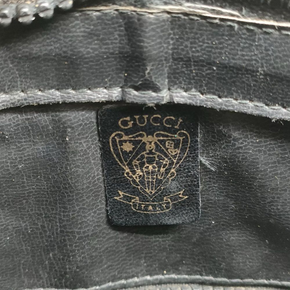 Auth Old Vintage Gucci Black Polished Leather Sherry Line Web Shoulder Bag - Picture 7 of 9